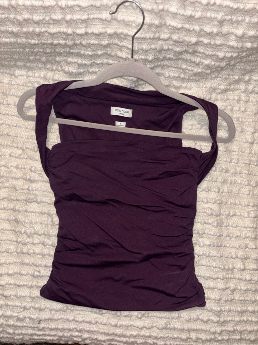 Aritzia Contour Ruched Square-Neck Tank Top - Plum